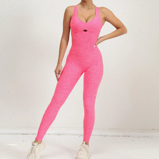 Seamless Yoga Jumpsuits Sports Fitness Peach Hip Raise Cross Beauty Back Dance Belly Contracting One-piece Tracksuits for Women